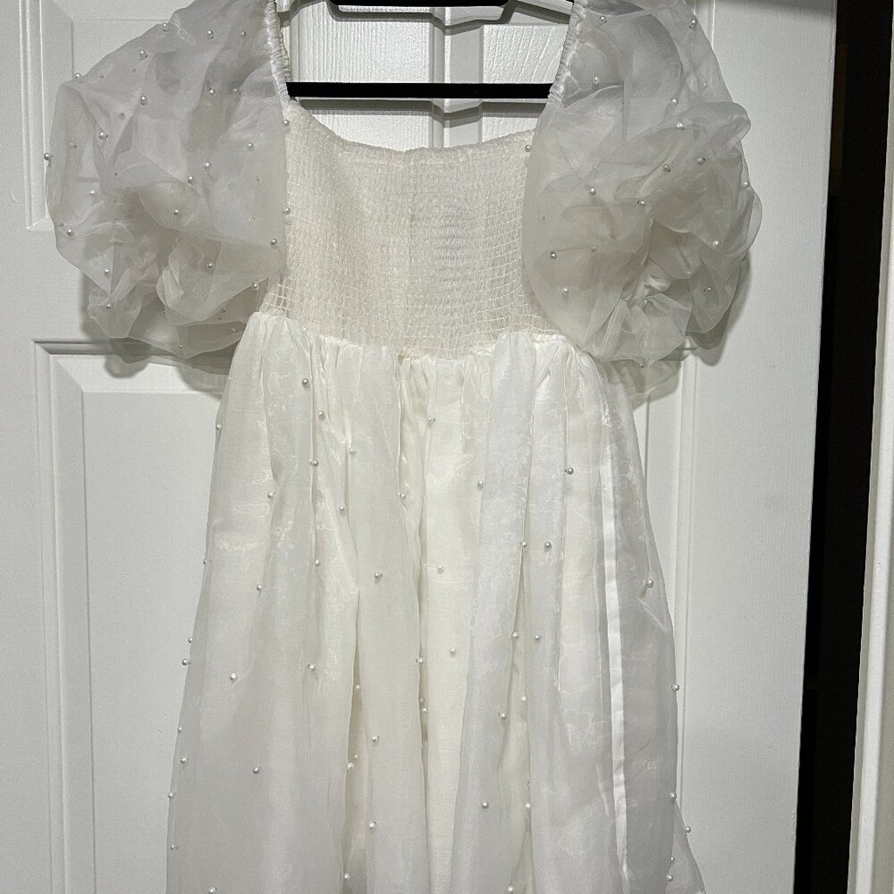 Asos white puff sleeve dress